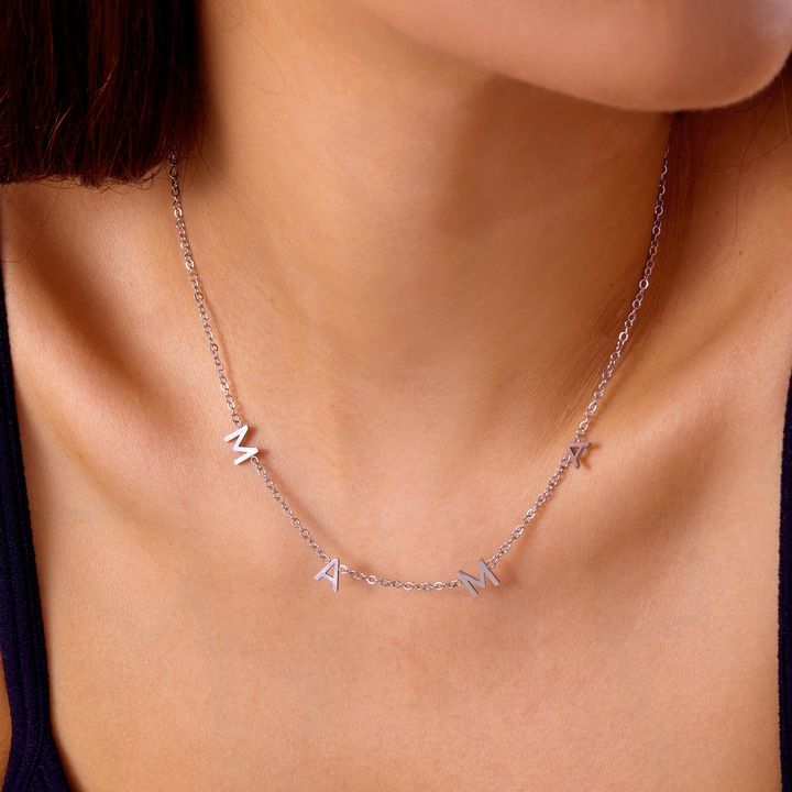 Colier litere "mama" din otel pentru femei