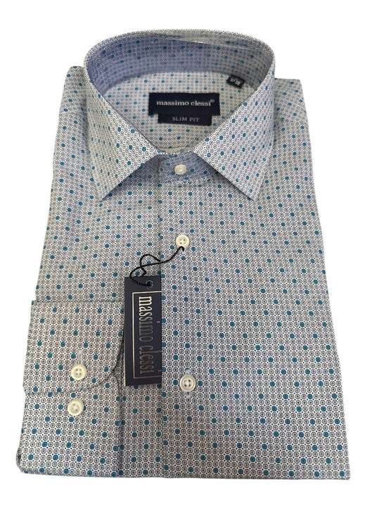 Férfi ing, többszínű, mintás, hosszú ujjú, pamut-poliészter, S méret 37-38