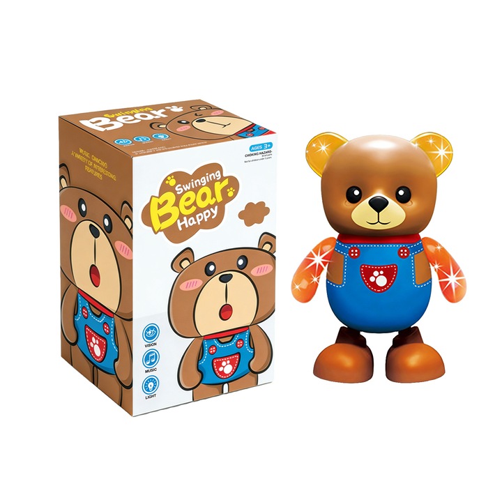 Jucarie electrica dansatoare, cu sunet si lumina, model urs