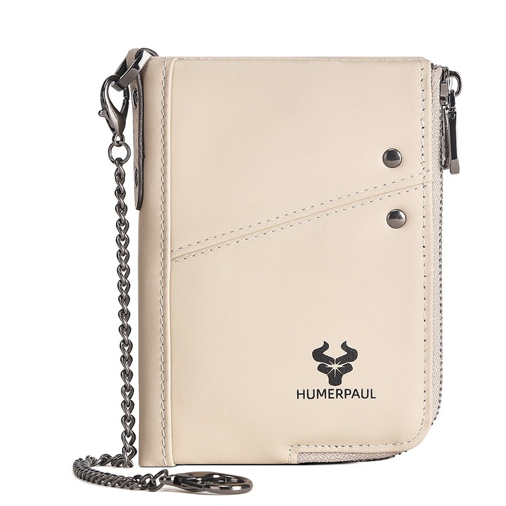 HUMERPAUL, Női bőr pénztárca RFID-védelemmel, 13x2x10cm, levehető lánccal