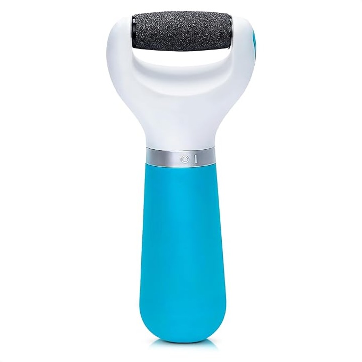 Pila electrica pentru picioare, cu role interschimbabile, albastra, versiune USB universala, set cu doua capete de macinare