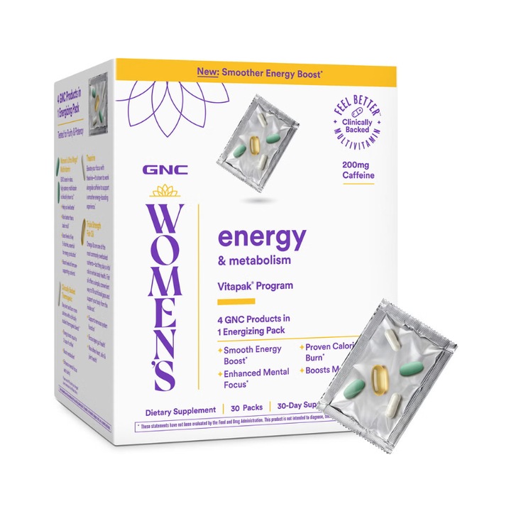 GNC Women's Vitapak Program® Energy and Metabolism, Complex de Multivitamine Pentru Femei, Energie si Metabolism, 30 Pachetele