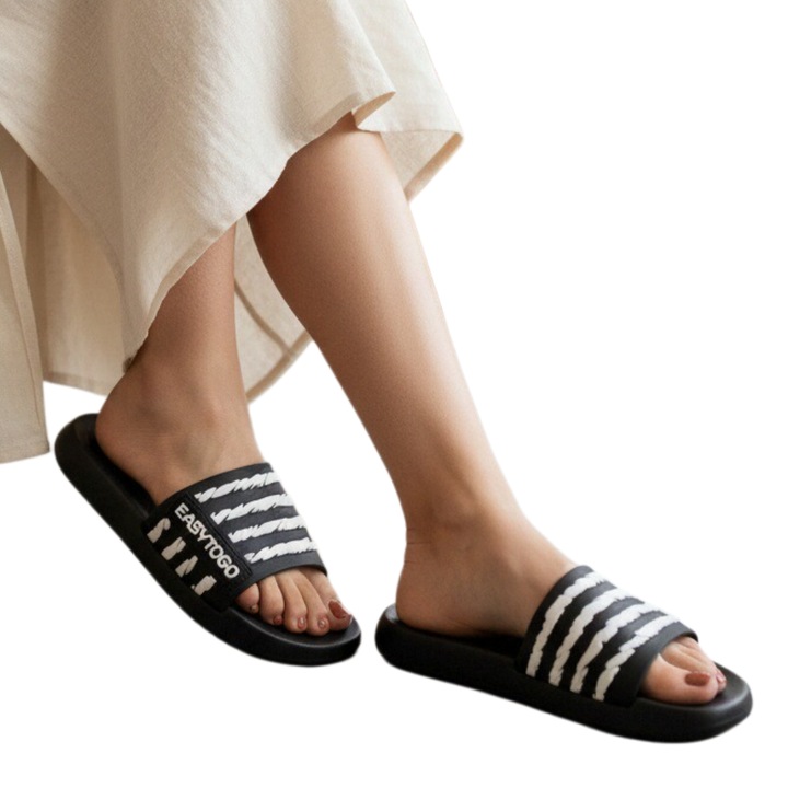 Papuci casual H767negru 124237, Negru, 38