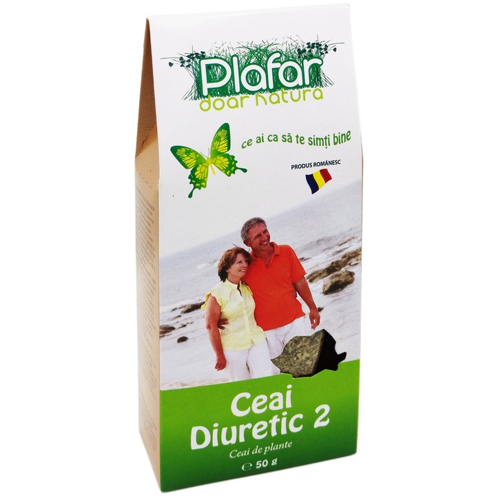 Ceai Diuretic nr2 formula pentru Drenaj renal, Antiseptic urinar, Detoxifiere si Reducerea edemelor, 100%natural produs romanesc, vrac 50g, Plafar SA