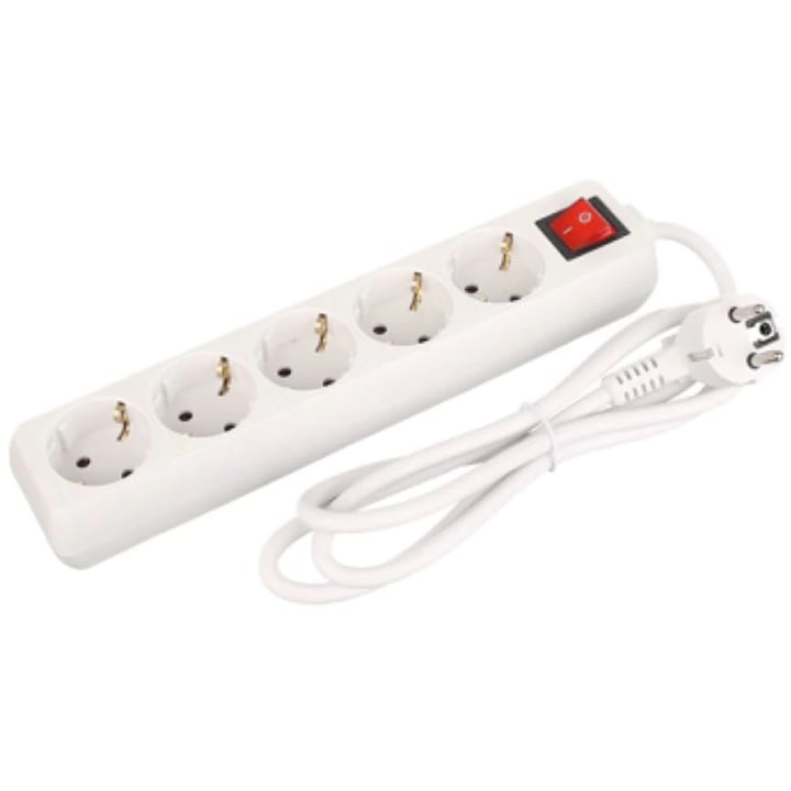 Prelungitor STROHM 5948833063739, 5 prize Shucko, 1.5m, alb