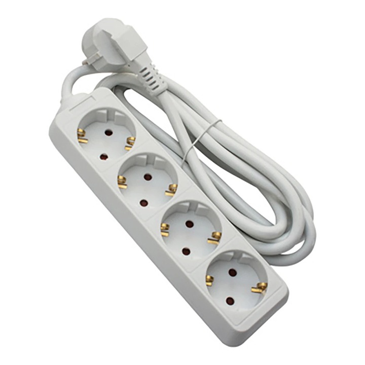 Prelungitor STROHM 5948833072700, 4 prize Shucko, 5m, alb