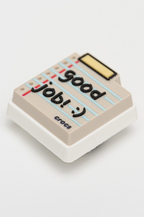 Crocs, Джибиц с форма на бележник с надписи, Светло сив, Бял