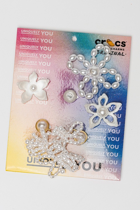 Crocs, Декорация за обувки Jibbitz™ с перли - 5 чифта, Златист, Бял