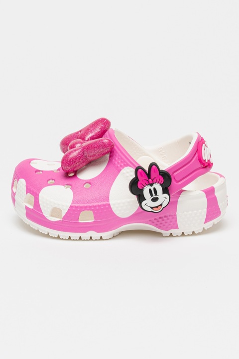 Crocs, Saboti cu imprimeu Minnie Mouse, Alb/Roz