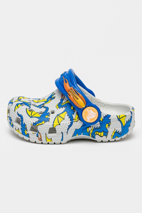 Crocs, Saboti cu model dragoni, Gri/Albastru