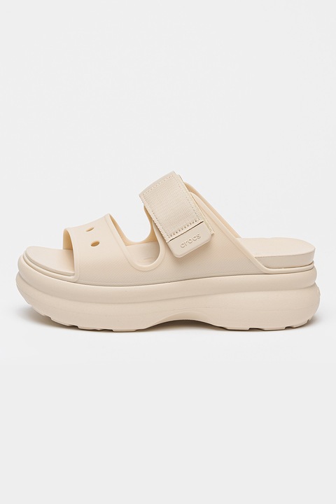 Crocs, Papuci demi-wedge cu velcro Soho, Bej, 38-39