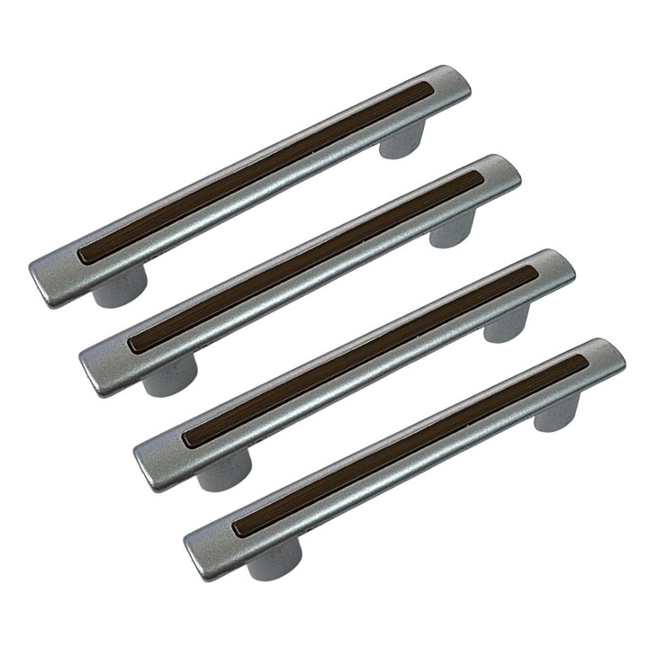 Set 4 Manere din plastic, 2109-07, lungime 132 mm, distanta gauri 96 mm, nuc