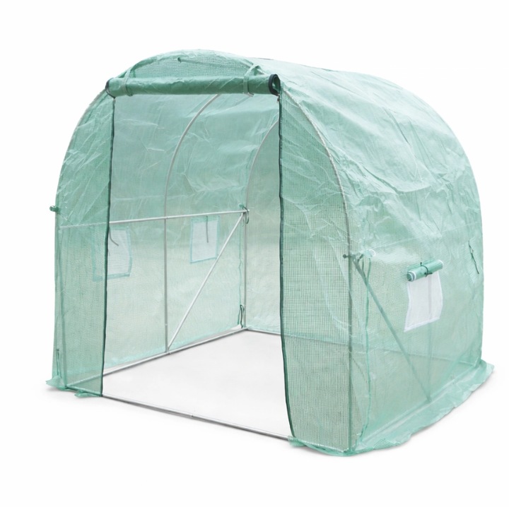 Solar gradina 200x200x200 cm folie PE 140 g mp UV 4 ferestre 1 usa structura otel galvanizat DISUZ12 (40TH442)