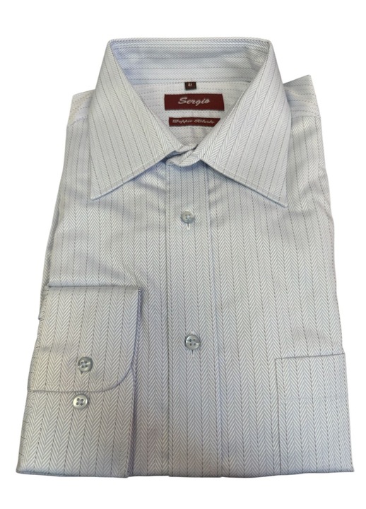 Férfi ing, kék és fehér, hosszú ujjú, pamut-poliészter, L-es méret