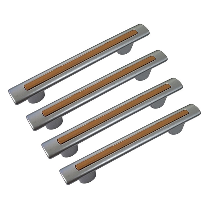 Set 4 Manere din plastic, 2109-01, lungime 132 mm, distanta gauri 96 mm, stejar