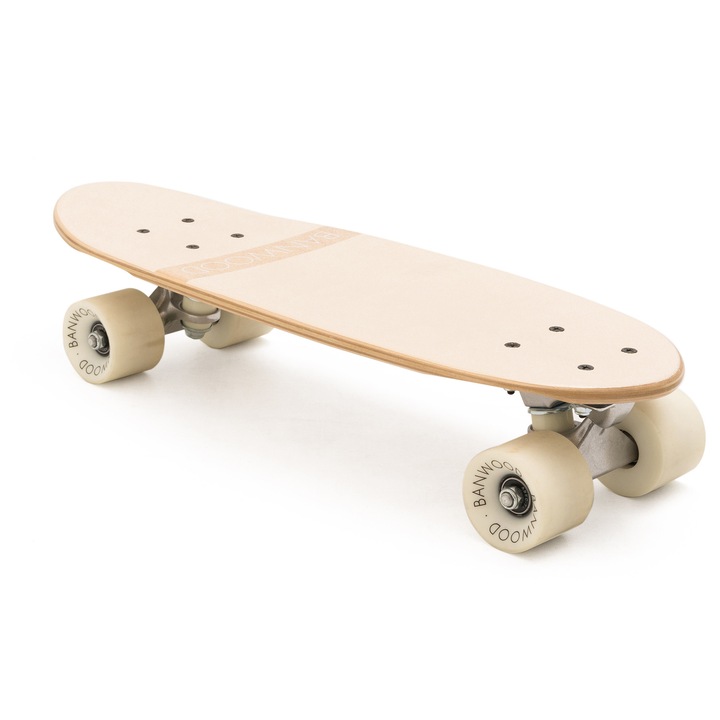 Skateboard Banwood, din lemn natural, crem, 3 ani+