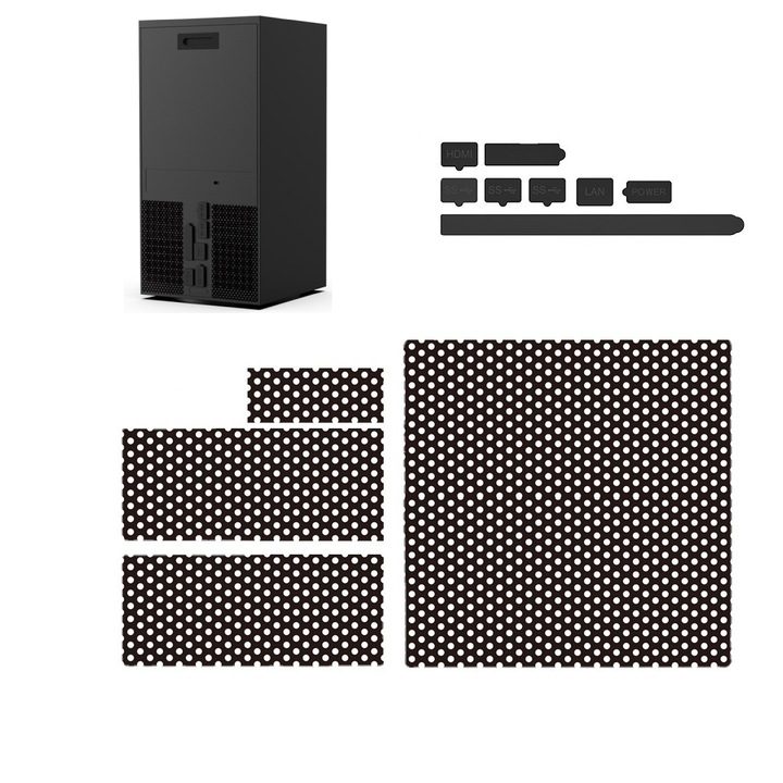 Capac de protectie impotriva prafului pentru Xbox Series X, set cu filtre din plasa PVC si dopuri din silicon