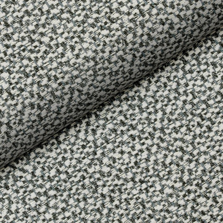 Material tapiterie mobilier Nebbia, stofa partial ignifugata, aspect impletit, culoare alb/negru/gri, latime 140 cm