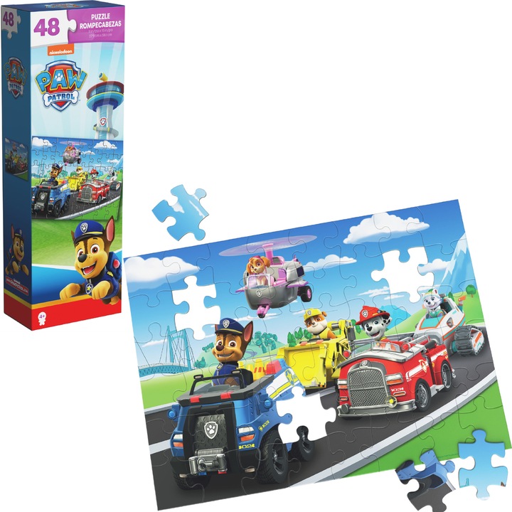 Puzzle Psi Patrol: Echipa lui Chase, Skye si Marshall – Vehicule, 48 de piese, 27, 9 x 38, 1 cm