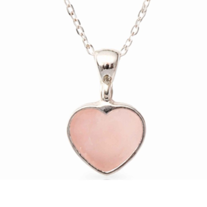 Colier Cuart Roz Inima din Argint 925 – iubire de sine si energie blanda