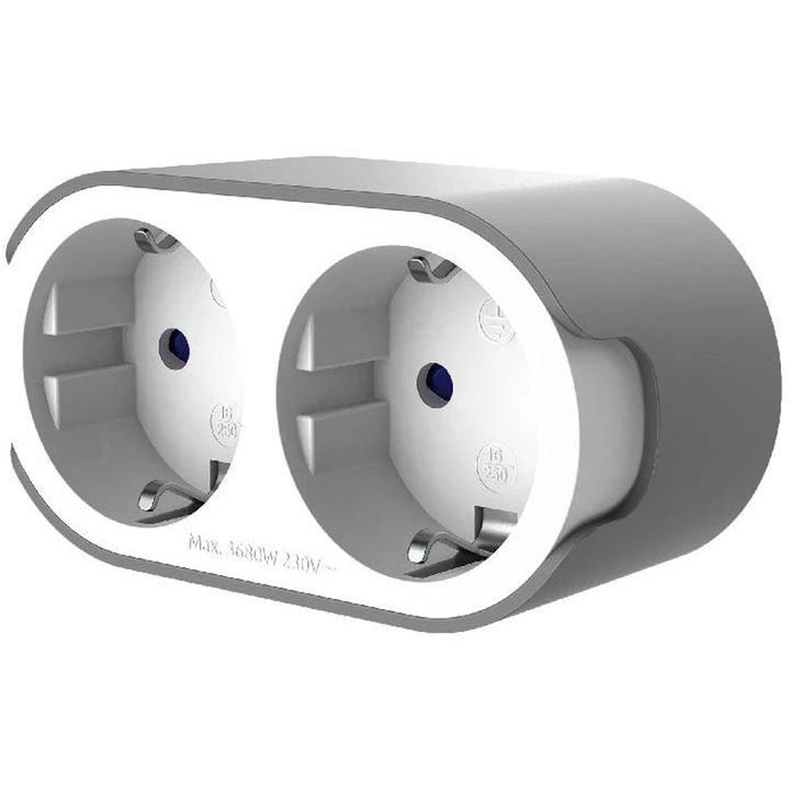 Adaptor priza Jacobsen, 2 prize, 16A, alb-gri