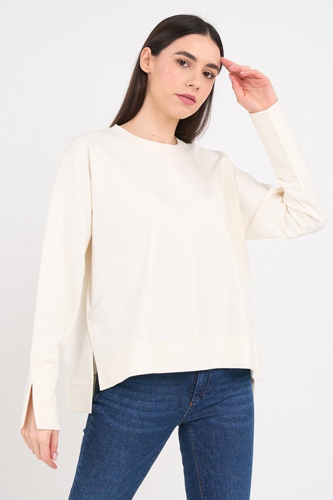 TIMEOUT, Bluza de trening lejera cu model uni, Alb fildes