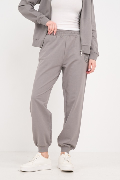 Lee Cooper, Pantaloni din amestec de bumbac cu croiala conica, Maro taupe