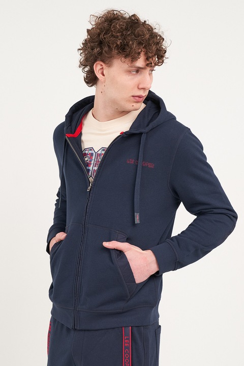 Lee Cooper, Hanorac cu fermoar si logo, Albastru ultramarin