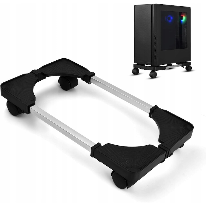 Suport pentru computer 131Express, cu roti, antiderapant, capacitate 23kg, dimensiuni ajustabile 40x54cm x 18x34cm, culoare neagra