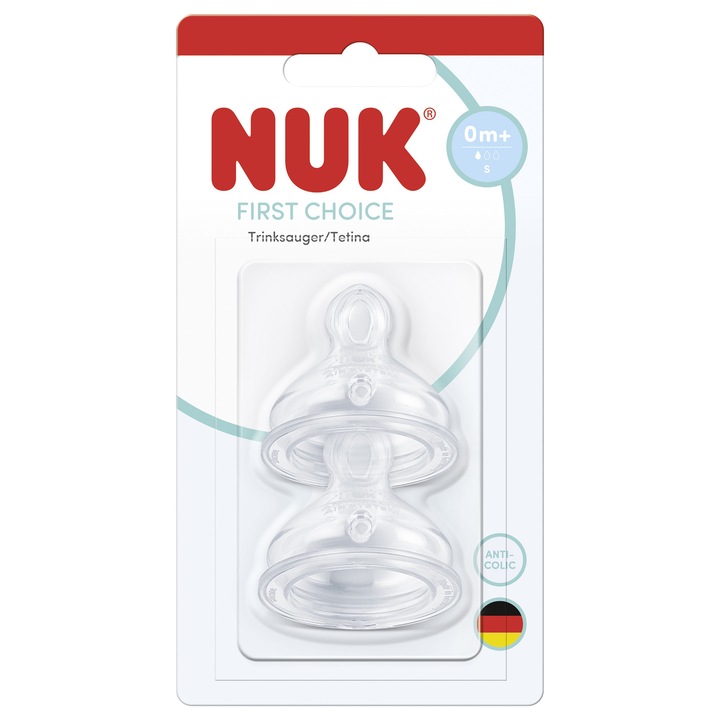 Set 2 tetine din silicon Nuk, First Choice, flux S, de la nastere