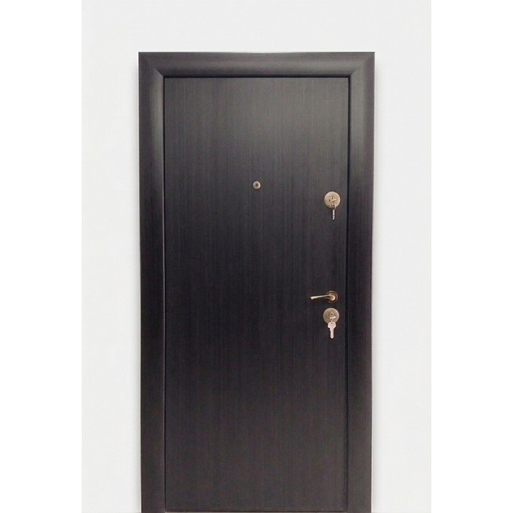 usa metalica intrare apartament, stanga, Efeclass, metal/mdf, negru perlat, 88x201 cm