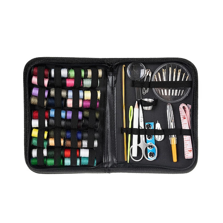 Set complet croitorie si cusut 128 piese, trusa profesionala portabila cu organizator, accesorii textile multifunctionale