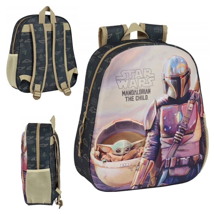 Rucsac Copii Star Wars, Safta, Poliester, 0.5 kg, Fermoar, Protectie Umeri, Design Galactic, Usor De Purtat, Ideal Pentru Excursii Sau Gradinita, Cadou Baieti, 22 x 31 x 12 cm, Multicolor