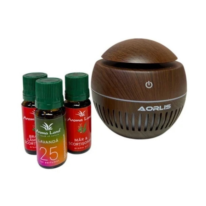 Set relaxare, difuzor aromaterapie si umidificator aer RGB 150 ml cu 3 uleiuri parfumate 30 ml, Velve