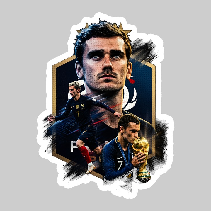 Sticker Antoine Griezmann France World Cup Fifa 2026 V2, Autoadeziv, Footbal, Cri-Flo, dimensiune 25 cm