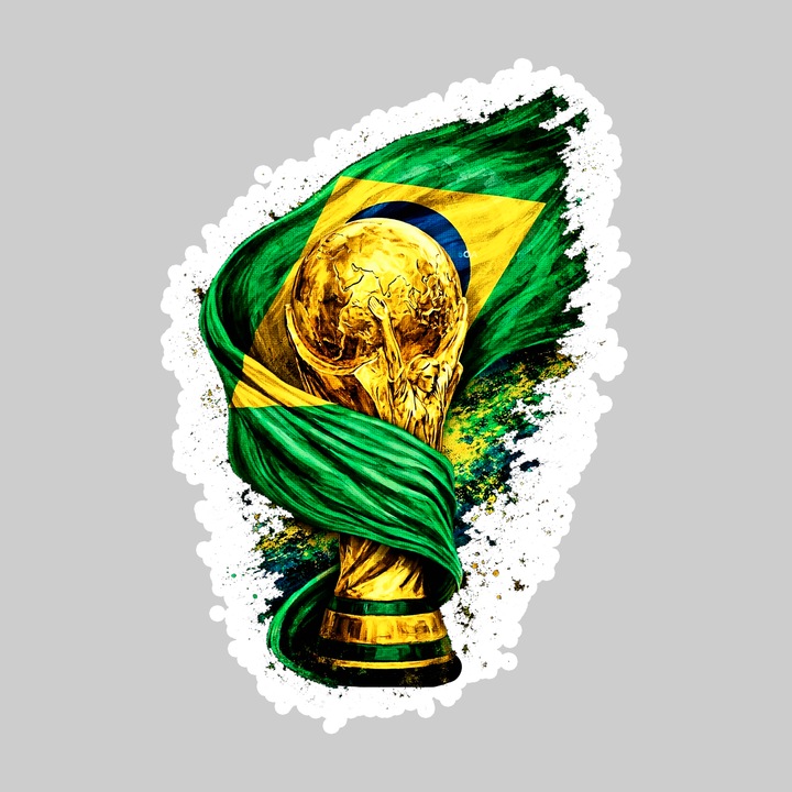 Sticker Brazil World Cup Fifa 2026, Autoadeziv, Footbal, Cri-Flo, dimensiune 10 cm