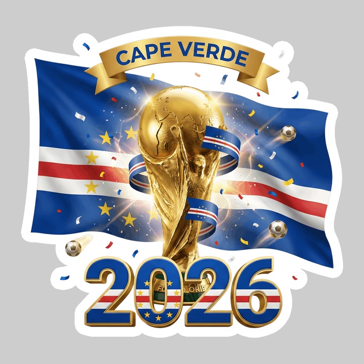 Sticker Cape Verde World Cup 2026 Fifa, Autoadeziv, Footbal, Cri-Flo, dimensiune 20 cm