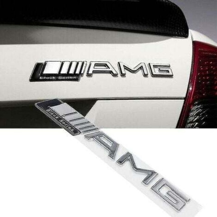 Emblema auto Black Series AMG Chrome, 195x20mm, matrica szett Mercedes AMG-hez