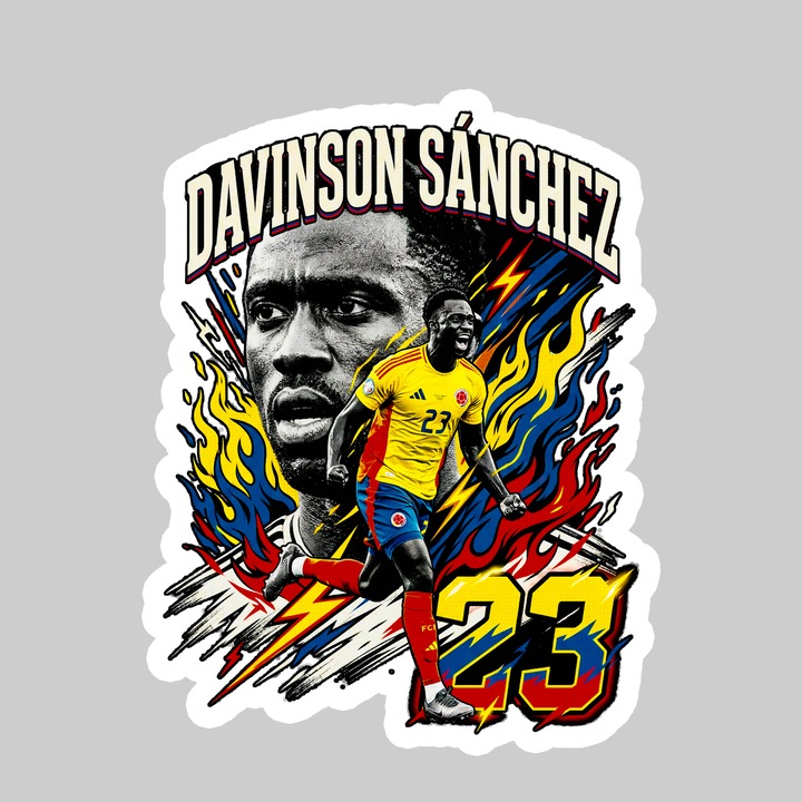 Sticker Davinson Sanchez Colombia World Cup Fifa 2026 V2, Autoadeziv, Footbal, Cri-Flo, dimensiune 15 cm