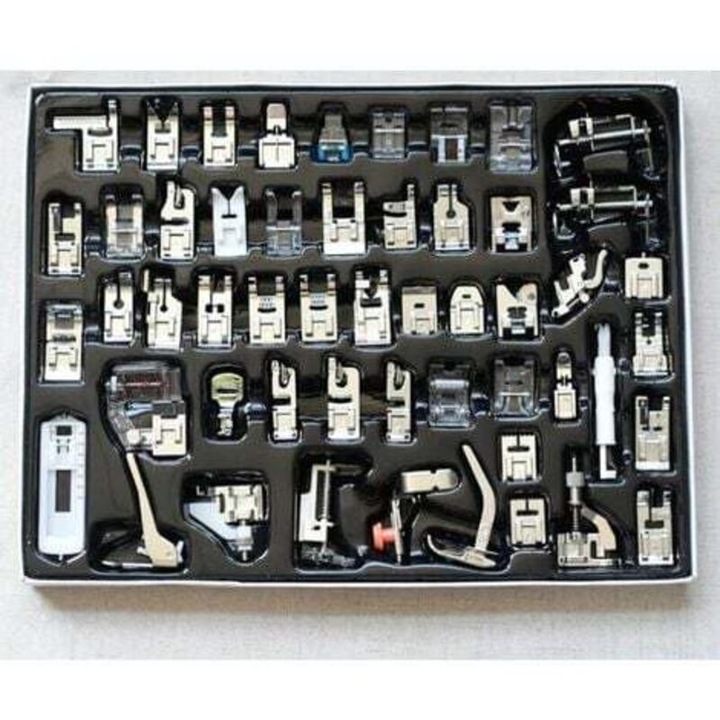Set de 52 piese picioruse multifunctionale pentru masini de cusut, metal si plastic, 505A, cutie de transport