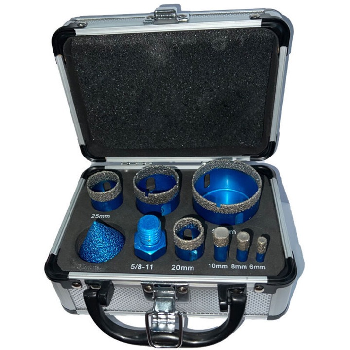 Set burghie diamantate 50mm, M14, pentru gresie, marmura, granit, lungime ajustabila 46mm, 60° unghi.