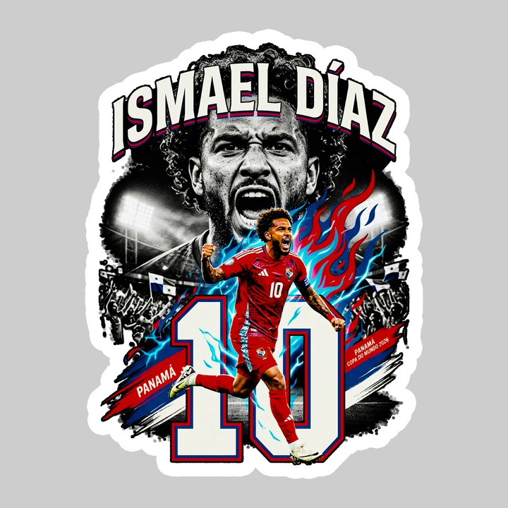 Sticker Ismael Diaz Panama World Cup Fifa 2026, Autoadeziv, Footbal, Cri-Flo, dimensiune 15 cm