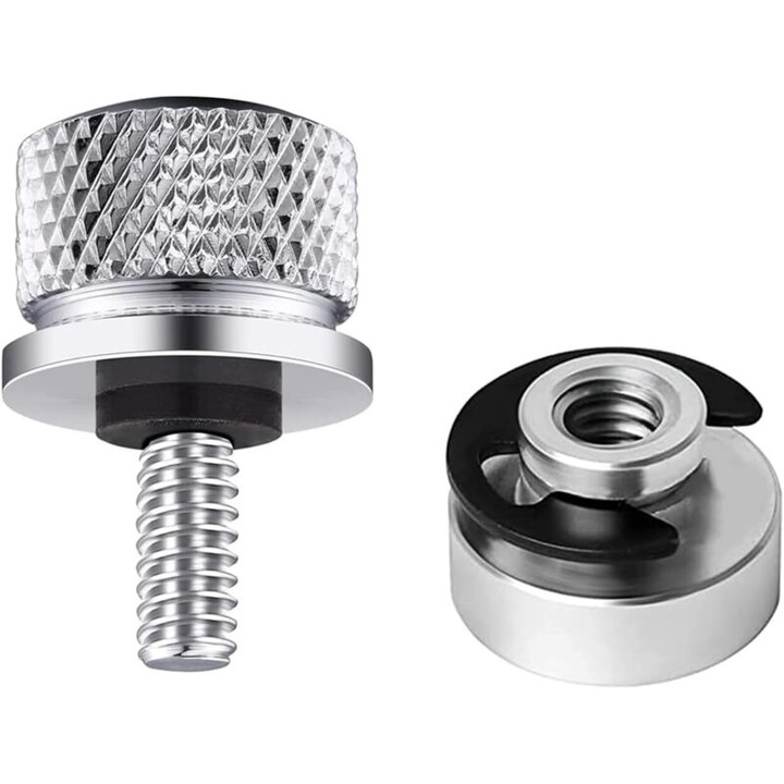 Set suruburi si piulite pentru montarea scaunului de motocicleta, aluminiu anodizat, argintiu, simplu de instalat