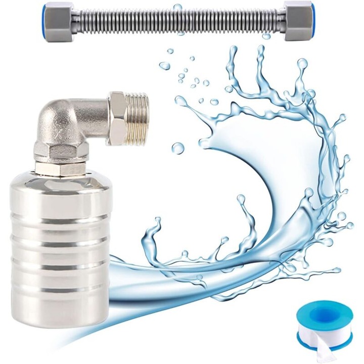 Rozsdamentes acél 304 automata úszószelep, szintszabályzó tartályokhoz, szűrőkészlettel, 0-100C, 1.0 MPa