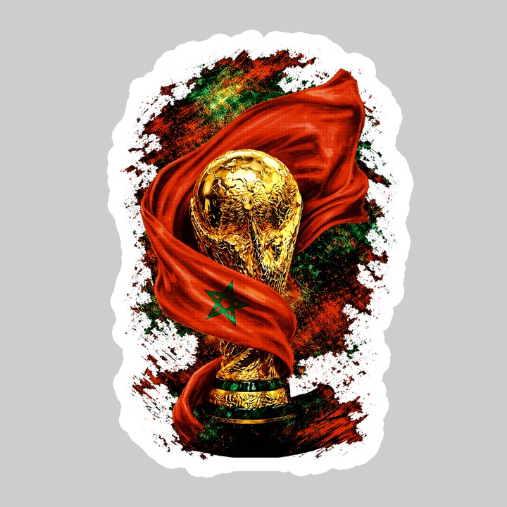 Sticker Marrocos World Cup Fifa 2026, Autoadeziv, Footbal, Cri-Flo, dimensiune 6 cm