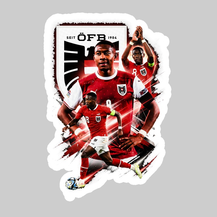 Sticker Marcel Sabitzer Austria World Cup Fifa 2026 V4, Autoadeziv, Footbal, Cri-Flo, dimensiune 25 cm