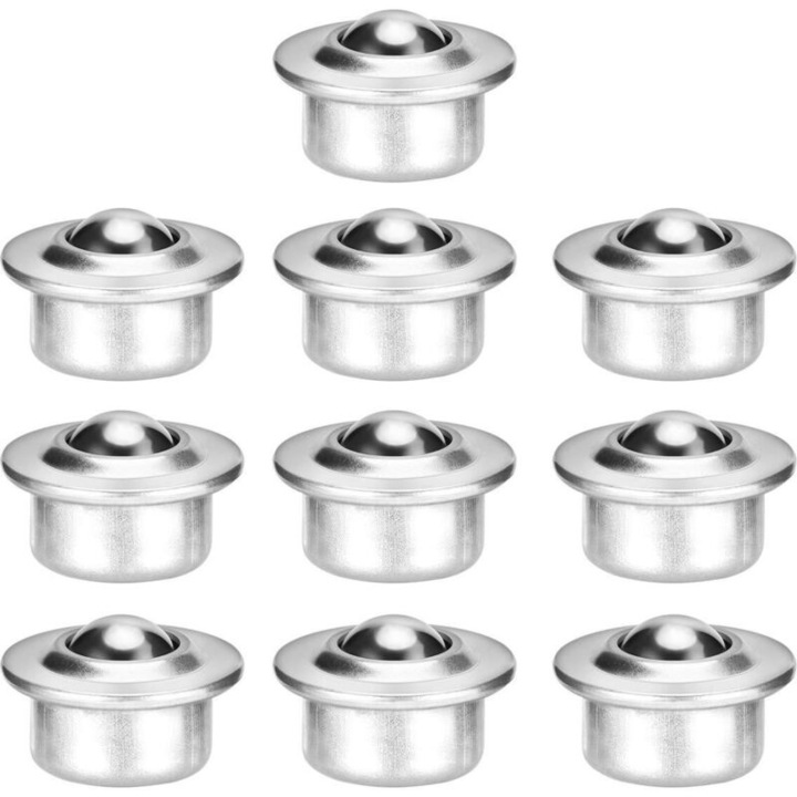 Rola cu bile din otel inoxidabil, set de 10, 3x3x1.5 cm, rotatie multidirectionala