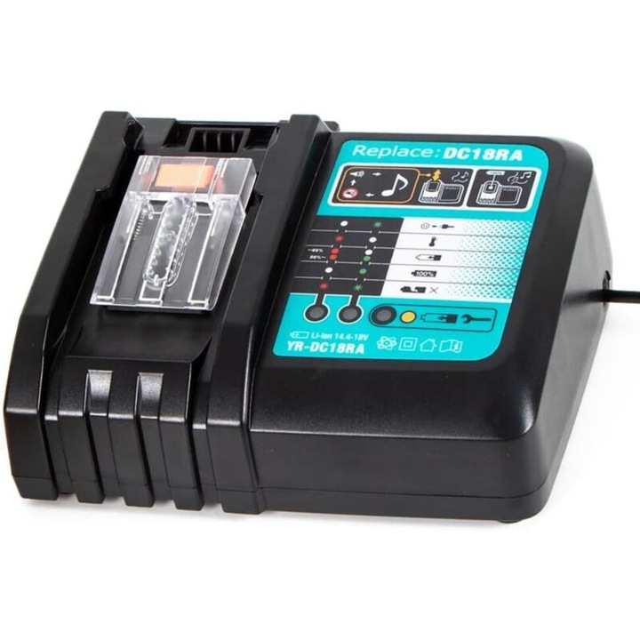 Incarcator rapid DC18RC 14.4V-18V 3A pentru acumulatori Li-ion, cu port USB, 100x240V