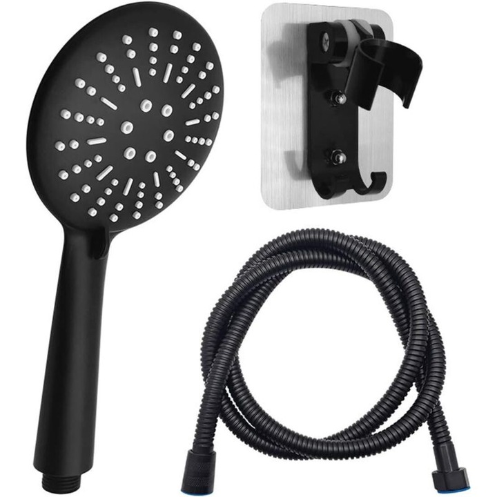 Cap de dus universal 120mm, 3 tipuri de jet, cromat, furtun 1.5m, instalare usoara