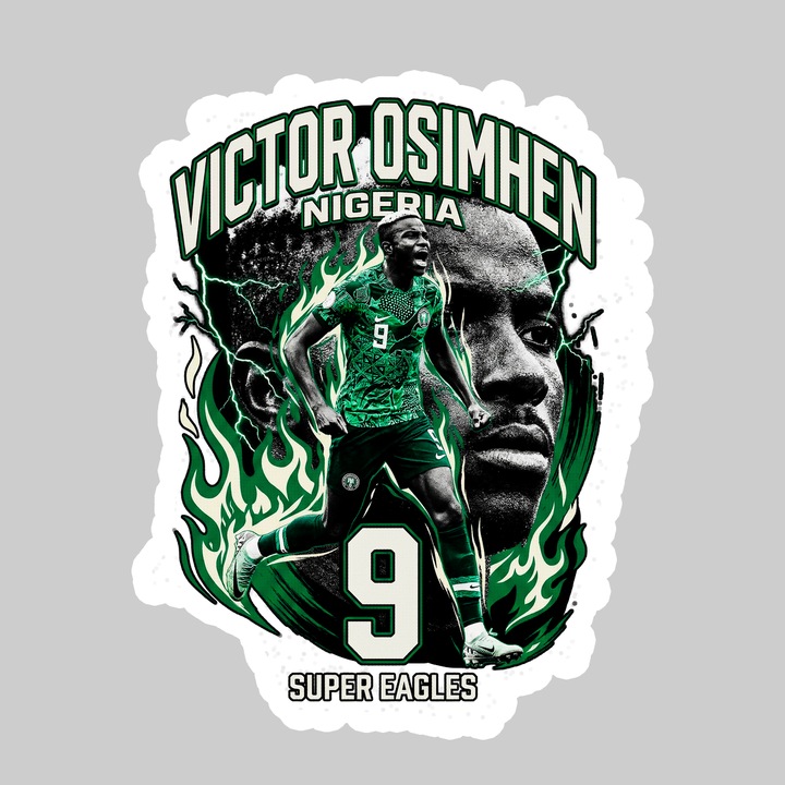 Sticker Victor Osimhen Nigeria World Cup Fifa 2026, Autoadeziv, Footbal, Cri-Flo, dimensiune 25 cm